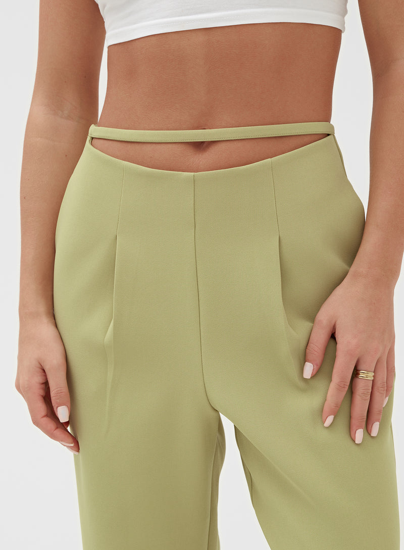 Green Straight Leg Waist Detail Trouser - Max