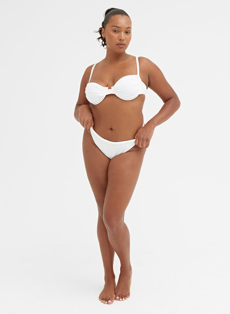 White Ruched Cupped Bikini Top – Harper