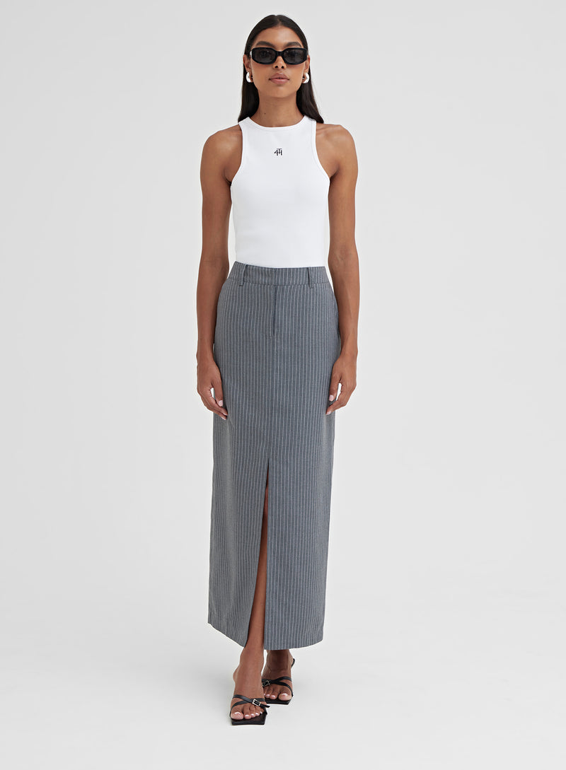 Front Slit Skirt - 40 / Grey
